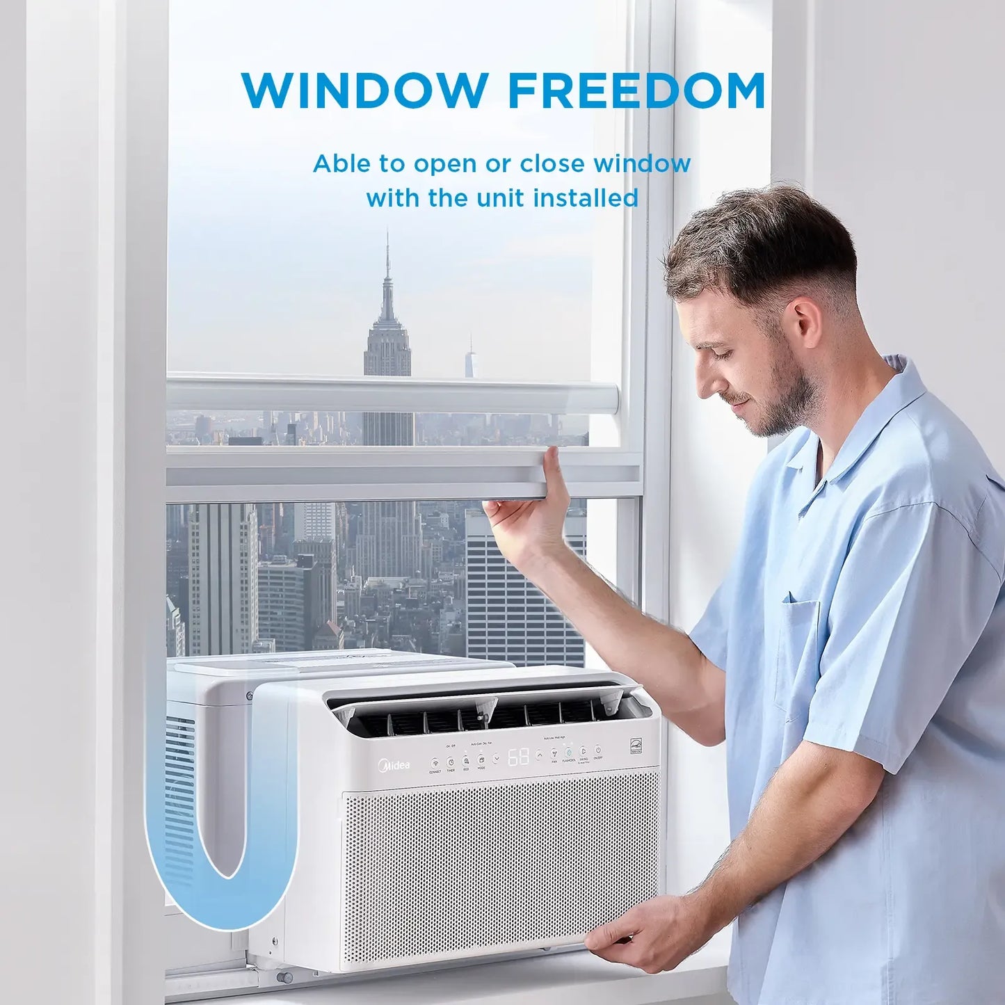 Midea 6K/8K/10K/12K BTU U Shaped Smart Inverter New Window Air Conditioner,  2026 version AC, Cools up to 450 Sq. Ft.,Ultra Quiet with Open Window Flexibility, Works with Alexa/Google Assistant, 35% Energy Savings, Remote Control